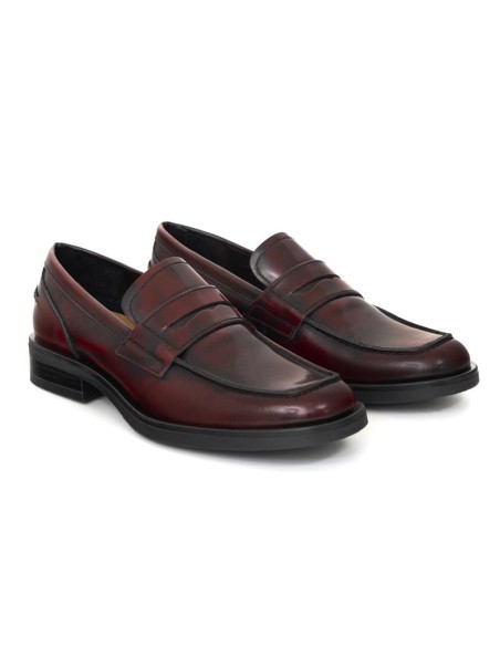 femmes mocassins de peau Bordeaux W-MONEL-BURGUNDY