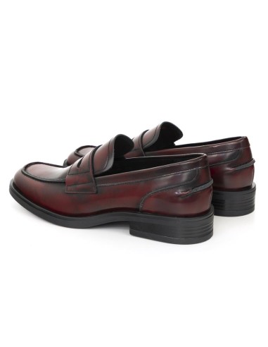 Burgundy leather women's moccasins