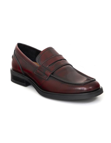 Mocasines de mujer de piel con antifaz color burdeos