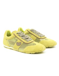 Deportivo de mujer de ante tejido de rejilla color amarillo