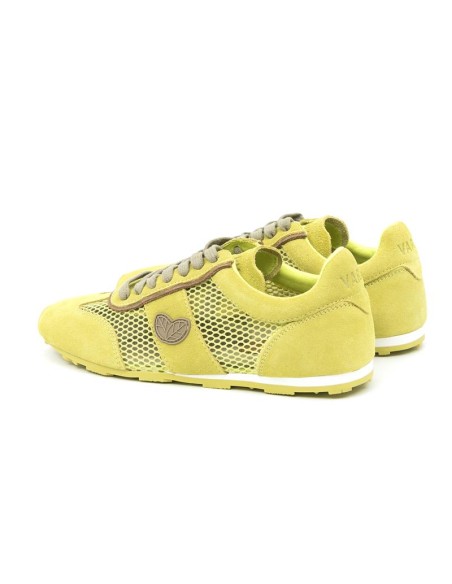 Deportivo de mujer de ante tejido de rejilla color amarillo