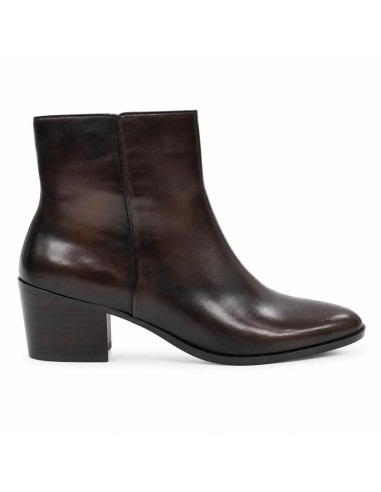 Botines de mujer de piel con hebilla color marrón