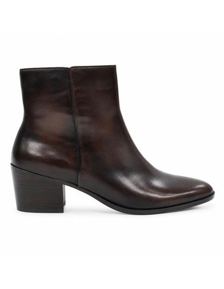 Botines de mujer de piel con hebilla color marrón