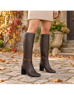 Brown leather Women's high boots