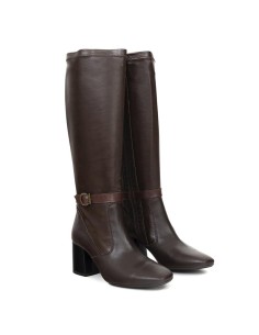 Botas de mujer de piel con aplique metálico color marrón 2
