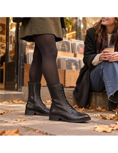 Black leather women's boots
