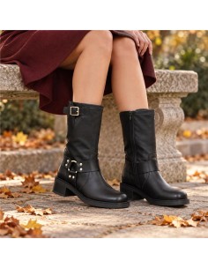 bottes femme de peau le noir W-NAPOLE-BLACK