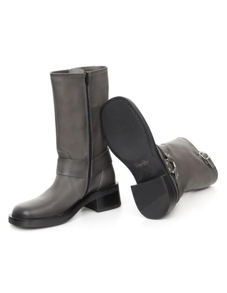 bottes femme de peau gris W-NAPOLE-GREY