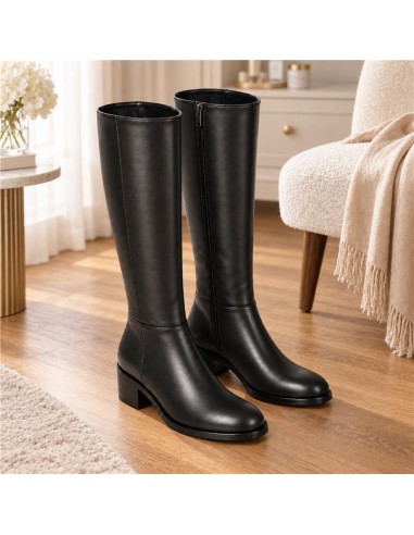 Black leather Women's high boots