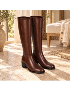 Brown leather Women's high boots