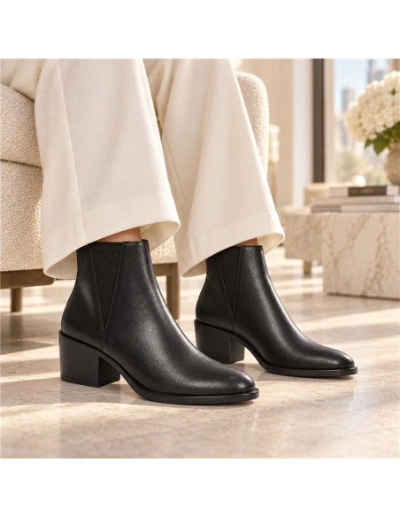 Black leather women's boots