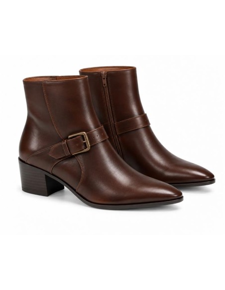Brown leather women's boots