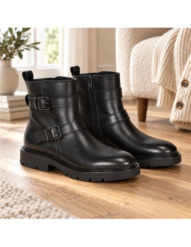 Black leather women's boots