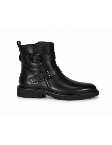 Botines de mujer de piel con hebilla color negro