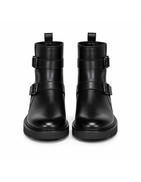 Botines de mujer de piel con hebilla color negro
