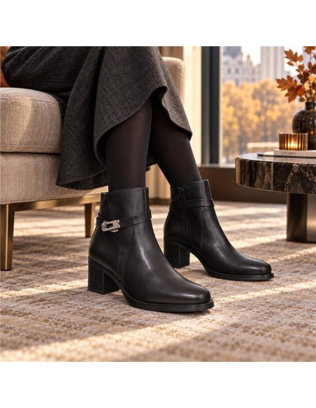Black leather women's boots