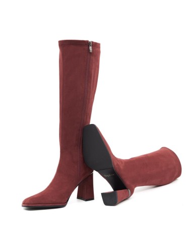 Botas de mujer de ante liso color burdeos