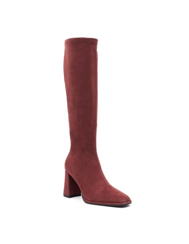 Botas de mujer de ante liso color burdeos