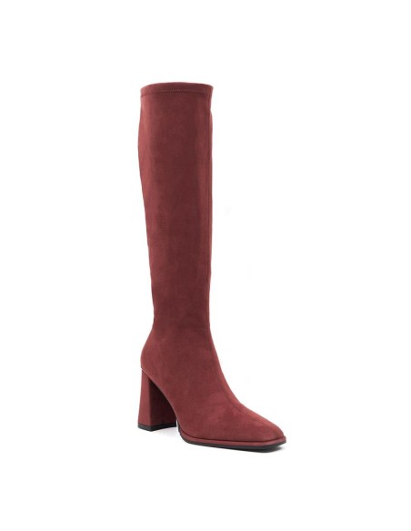 Botas de mujer de ante liso color burdeos