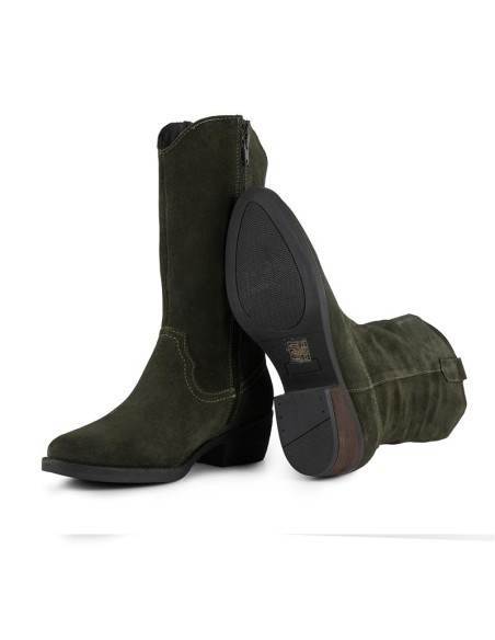 Botas de mujer de ante con costura color verde