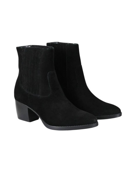 Botines de mujer de ante liso color negro