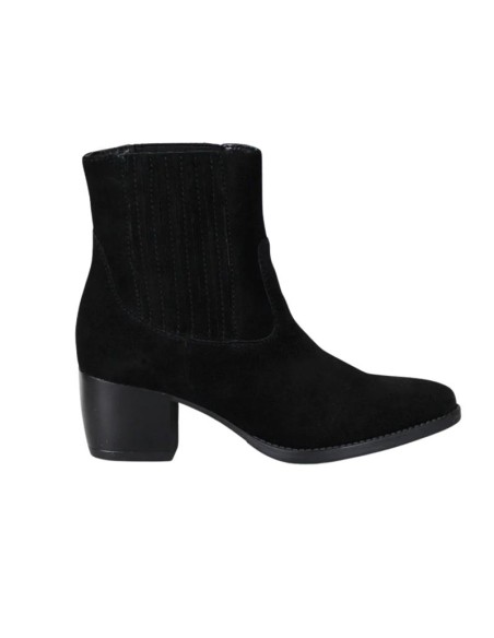 Botines de mujer de ante liso color negro