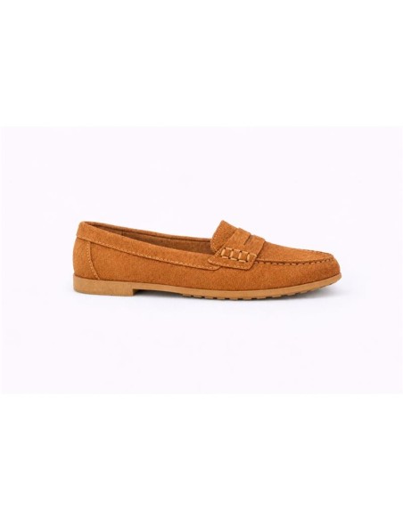 Brown suede women's moccasins