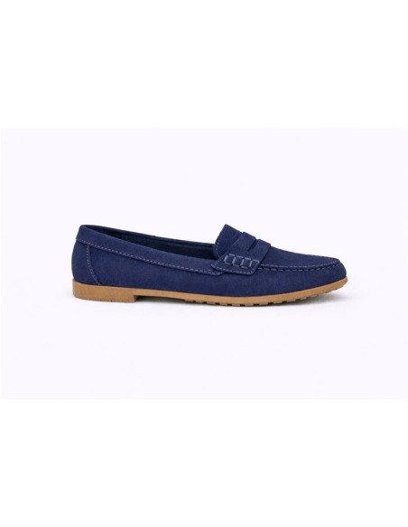 Mocasines de mujer de ante con antifaz color azul