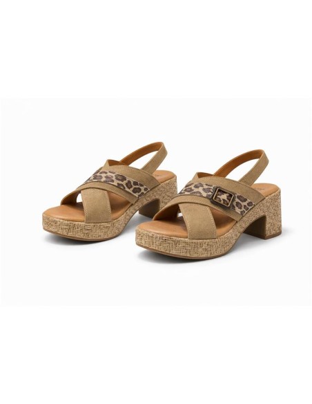Beige leather women's sandals