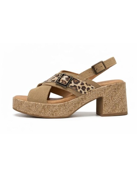 Beige leather women's sandals