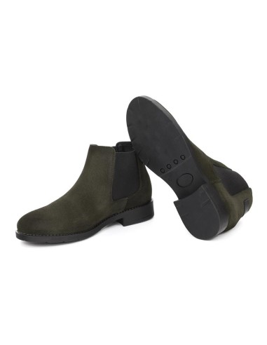bottines femme suède et cuir vert W-SARILA-GREEN