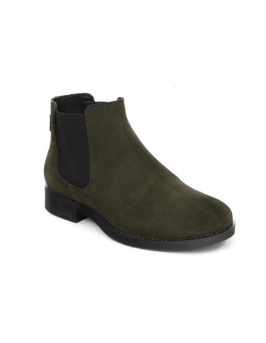 bottines femme suède et cuir vert W-SARILA-GREEN