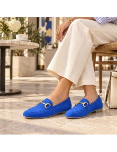 femmes mocassins suède bleu W-SEMUNA-BLUE