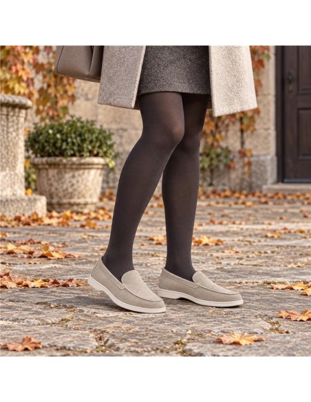 femmes mocassins suède beige W-SENIRO-BEIGE