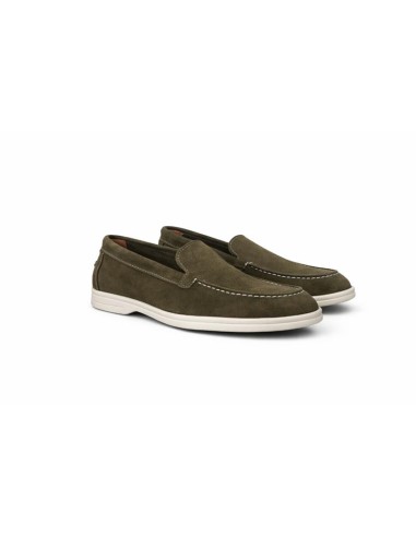 Green suede women's moccasins