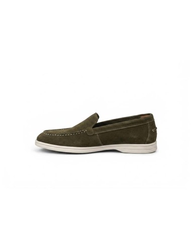 Green suede women's moccasins