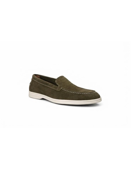 Green suede women's moccasins