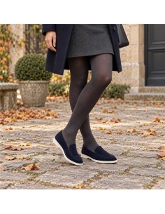 femmes mocassins suède bleu W-SENIRO-NAVY