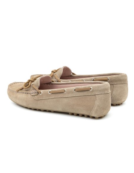 Beige suede women's moccasins