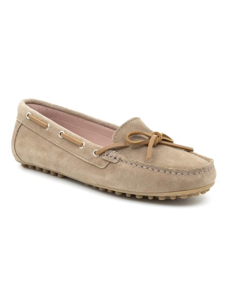 Beige suede women's moccasins