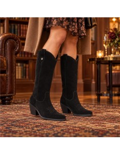 Botas de mujer de ante liso color negro