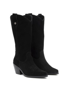 Botas de mujer de ante liso color negro 2