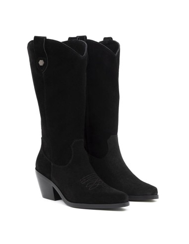 Botas de mujer de ante liso color negro