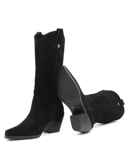 Botas de mujer de ante liso color negro