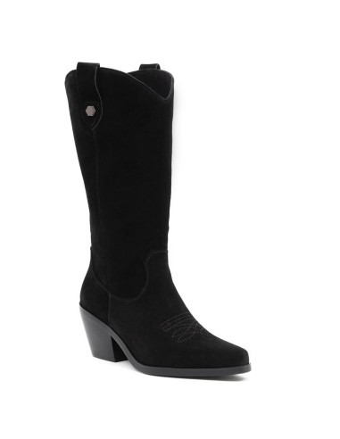 Botas de mujer de ante liso color negro