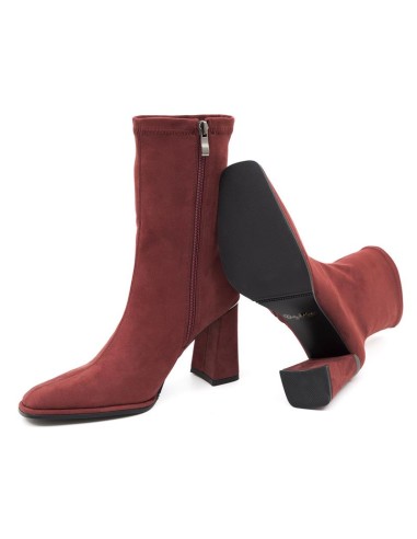 Botas de mujer de ante liso color burdeos