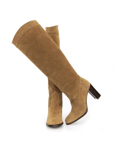 Beige suede Women's high boots