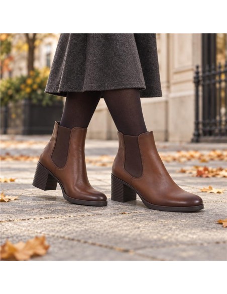 Brown leather women's boots