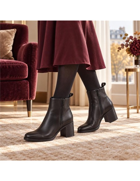bottines femme de peau le noir W-VERINO-BLACK