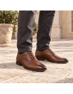 Oxford de piel con costura color cuero